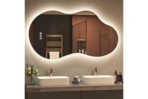 SMIROR Irregular Backlit Bathroom Mirror with Lights 60 x 32, Asymmetrical Cloud Led Lighted Vanity Mirror for Wall, Anit-Fog, Dimmable, Memory Function (Horizontal/Vertical)