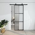 Barnsmith 30in x 84in Aluminum Glass Barn Door Panel - DIY Frosted Tempered Glass Door Slab - Easy Assembly