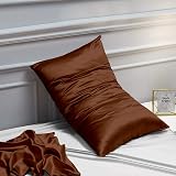 NTBAY Satin Standard Pillowcases 2 Pack 20x26 Brown Envelope Closure view 5