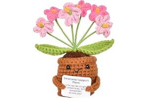 Volumoon Handmade Crochet Flower, Pocket Hug Forget Me Not Flowers, Emotional Support Creative Knitting Wool with Inspiration