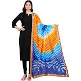 Fashtastic Women's Silk Jaipuri Rajasthani Bandhani Bandhej Heavy Dupatta with Gota Work and Latkan