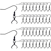 Stainless Steel Earring Hooks, 50pcs Black With Pendant Clasp - Hypoallergenic Ear Wire Ball Hooks for Jewelry Making