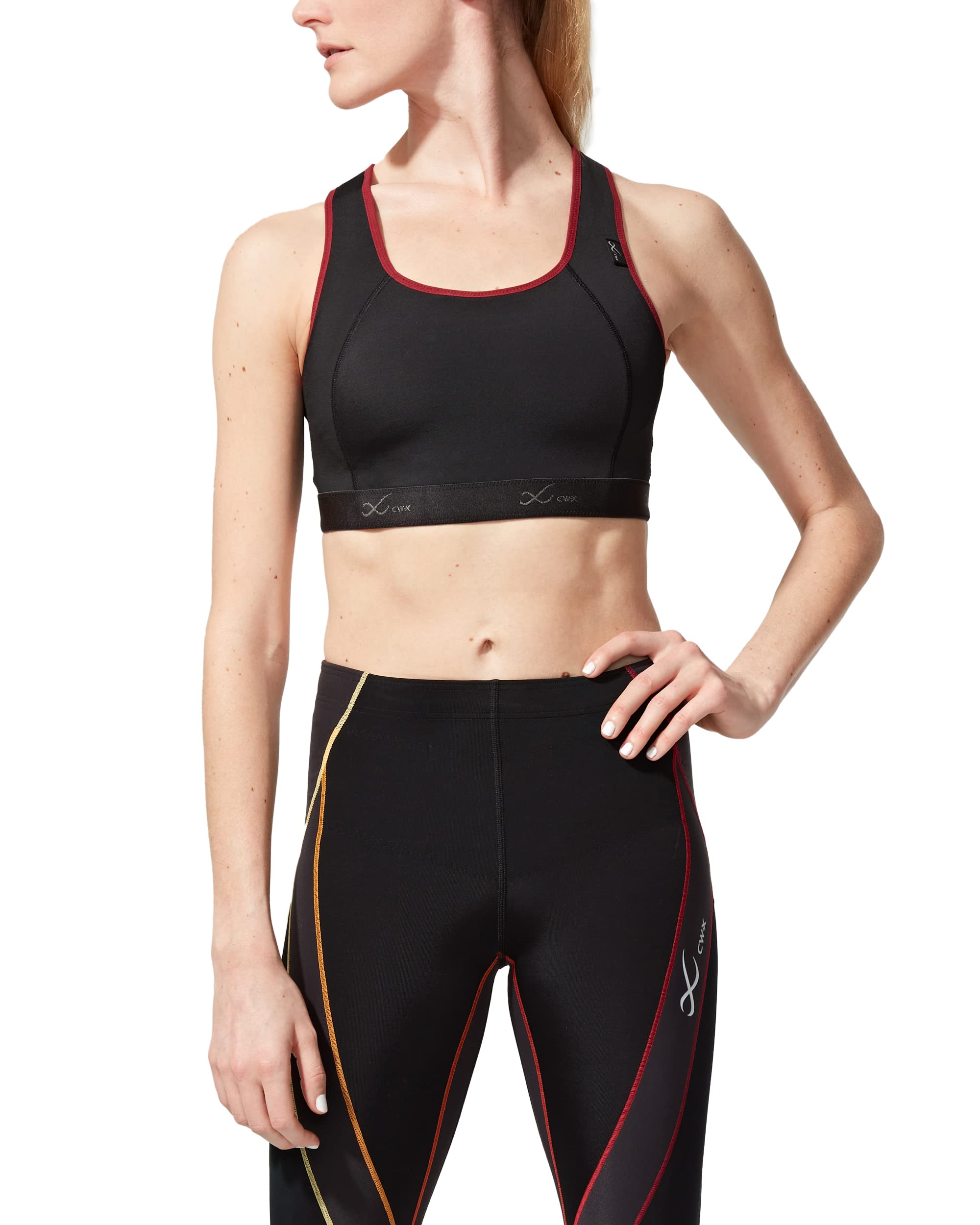 CW-X Women’s Xtra Support High Impact Sports Bra, Minimizes Bounce for Running and High Intensity Interval Training, Black/Rooibos, 34D