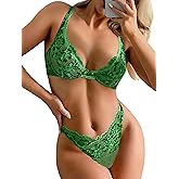 Dlsave Sexy Lingerie for Women Lace V Neck Push Up Lingerie Sets