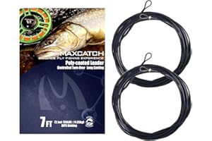 M MAXIMUMCATCH Maxcatch Fly Fishing Polyleader Line Monofilament Core for 7ft Trout and 10ft Salmon 3-6ips Floating/Sinking 10-25lb 2pcs