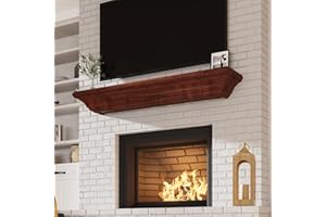 Eshoma 60 Inch Floating Shelf - Handcrafted Wood Mantel for Over Fireplace, Fireplace Mantel 60 Inch with Invisible Heavy Duty Wood Bracket, Coffee, 60 X 8 X 6