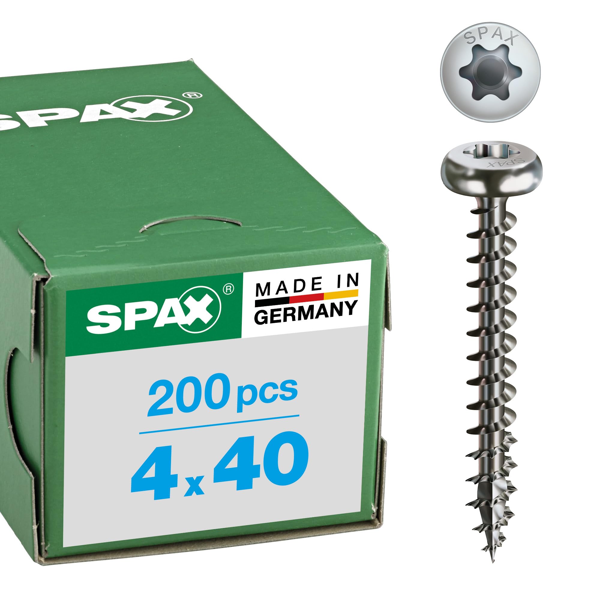 Spax T-Star Plus, 4Cut Panhead – Universal Screw, Fully Threaded, Stainless Steel A2, 1.4567 – 0207000350203, 0207000400403