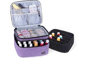 LUXJA Nail Polish Carrying Case - Holds 20 Bottles (15ml - 0.5 fl.oz), Portable Organizer Bag for Nail Polish and Manicure Set, Lavender