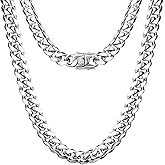 LYNNON Cuban Link Chain for Men Women 8mm/10mm/12mm 22 Inch Miami Cuban Chain Stainless Steel Necklace Mens Jewelry with Gift Box