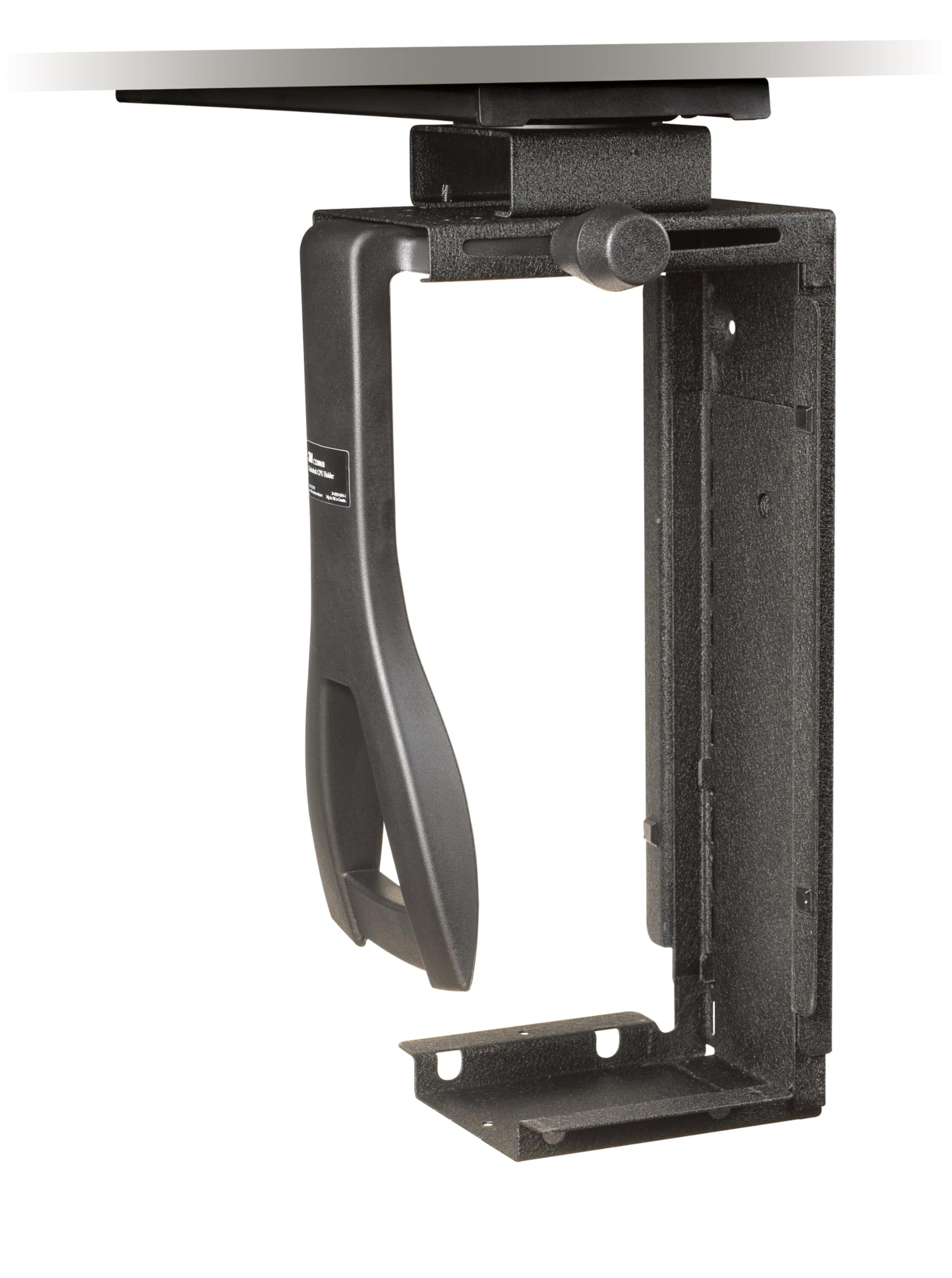 3M Under-Desk Computer Tower CPU Holder, Width Adjust from 3.5" to 9.3", Height Adjust from 12.5" to 22.5" to Fit Most CPU's up to 50 lbs, 360⁰ Swivel, Steel Construction, 17" Track, Black, (CS200MB)