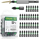 HitScrews 50 Pcs Phillips Bits #2 Impact 1" + Magnetic Bit Holder, S2 Steel Magnetic Screwdriver Bits for Impact Drivers, Home Repair & DIY Use