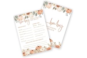 GOLRMC Fall Pumpkin Baby Shower Games, 30 Pack Baby Predictions and Advice, Fun Autumn Thanksgiving Gender Reveal Party Activ