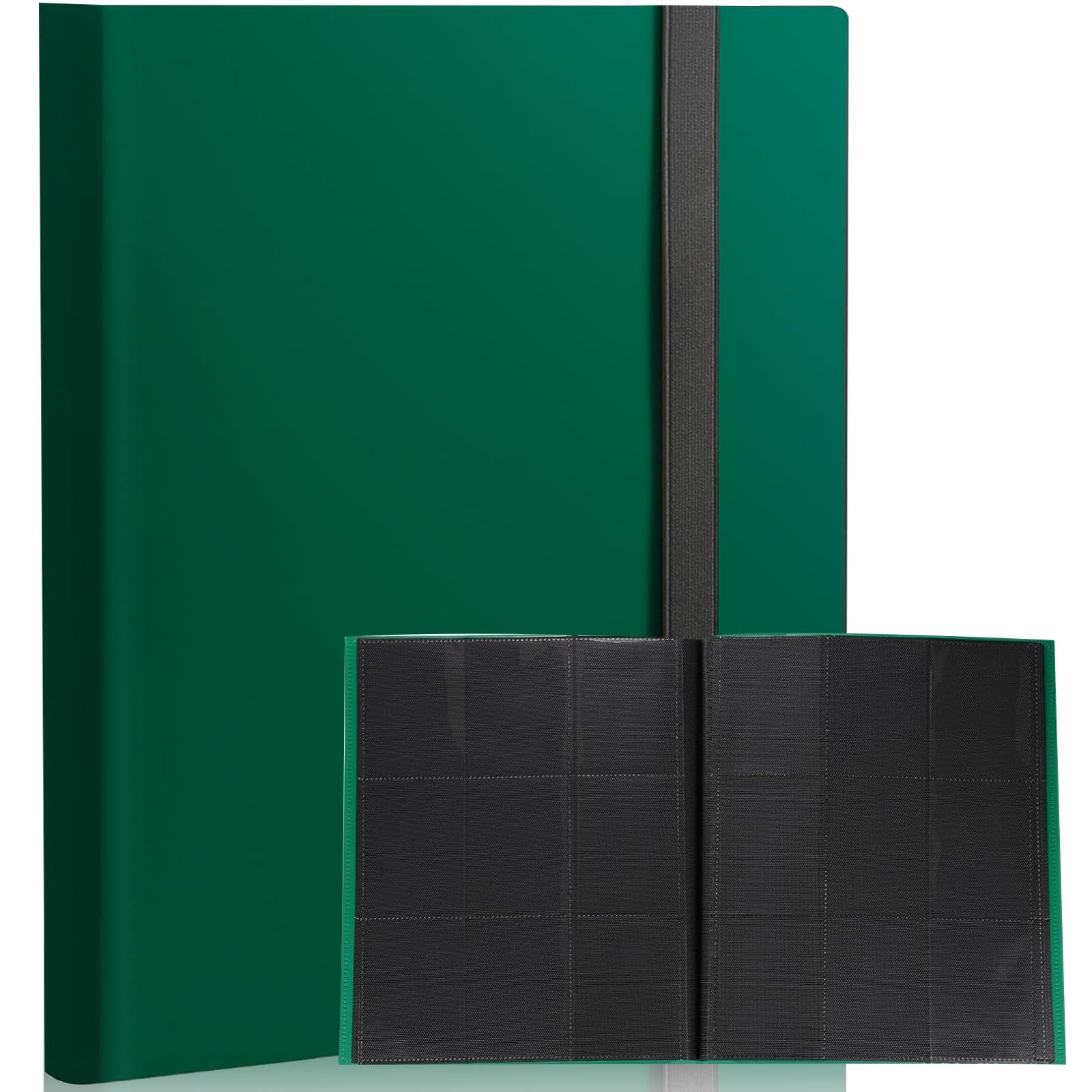 SiHuiTu Trading Cards 9 Pocket, 360 Cards, Card Album Fit for TCG Baseball Football Sports Card, Easy to Insert Card Collection Binders 20 Side-Loading Pages, (9 Pockets Green)