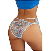 SweatyRocks Women's Sexy Floral Lace Panties Butterfly Criss Cross Seamless Bikini Panties Brief