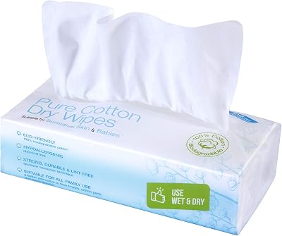 Ivyone Pure Cotton Dry Wipes 100 Wipes Biodegradable Chemical Free