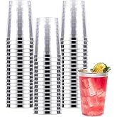 Goodluck 50PCS 10oz Plastic Cups for Party, Disposable Silver Cups, Plastic Cocktail Glasses for Wedding Thanksgiving, Christmas, and