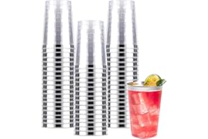 Goodluck 50PCS 10oz Plastic Cups for Party, Disposable Silver Cups, Plastic Cocktail Glasses for Wedding Thanksgiving, Christ