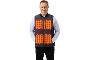 ORORO Men's Dual Control Heated Vest with 5 Heat Zones, Heated Quilted Bomber Vest with USB-C Rechargeable Battery