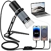 Bysameyee 1080P USB Digital Microscope with Metal Stand, 50X-1000X Handheld Microscope Camera with 8 LED Lights Compatible with iPhone/Android/Windows/Mac