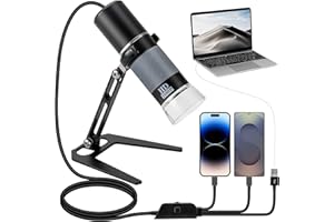 Bysameyee 1080P USB Microscope with Metal Stand, 50X-1000X Handheld Digital Microscope Camera Compatible with iPhone/Android/