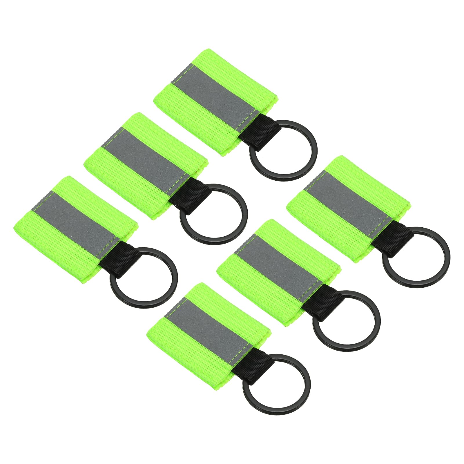 PATIKIL Reflective Keychain Tags, 6 Pack Reflective Zipper Pulls Nylon Keychain High Visibility Reflectors Tags for Backpack Pendant Dog Collar, Fluorescent Green — image 1