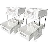 Simplysort 2 Tier Kitchen & Cabinet Drawer Storage Rack With Sliding Baskets – Adjustable Shelf Laundry Room Organization| Under Sink Organizer For Bathroom Accessories & Kitchen
