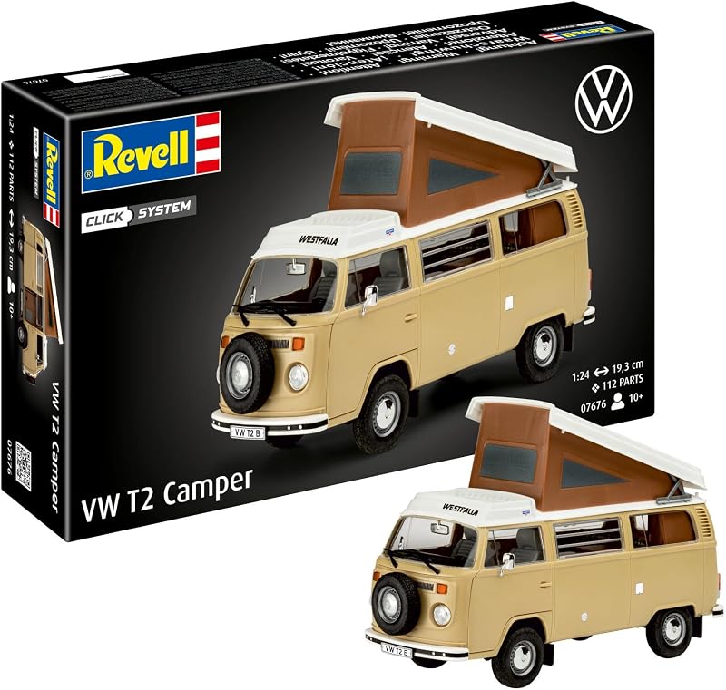 Revell VW T2 Camper 1:24 Click System Unbuilt Pre-coloured