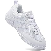 LANDHIKER Cheer Shoes for Women, Girls & Youth - White Cheerleading Gear, Dance, Sports, Tennis Training Athletic Flats Breathable Kids Sneakers