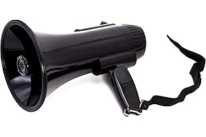 BEMLDY Portable Megaphone Bullhorn 30 watt Power with Built-in Siren/Alarm-Music-Adjustable Volume -Strap Powerful and Lightweight