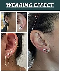 4Pairs Silver Studs Earrings Set for Women