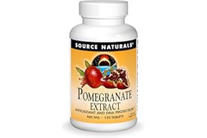 Source Naturals Pomegranate Extract 500mg Complete Whole Fruit Ellagic Acid Antioxidant & Added Fiber - 120 Tablets