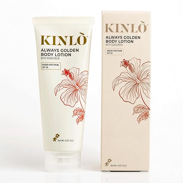 KINLO ALWAYS GOLDEN BODY LOTION | SPF 30, 4 FL OZ | REEF SAFE | FRAGRANCE-FREE BODY MOISTURIZER WITH SPF | BLACK OWNED SKINCARE | MADE IN USA
