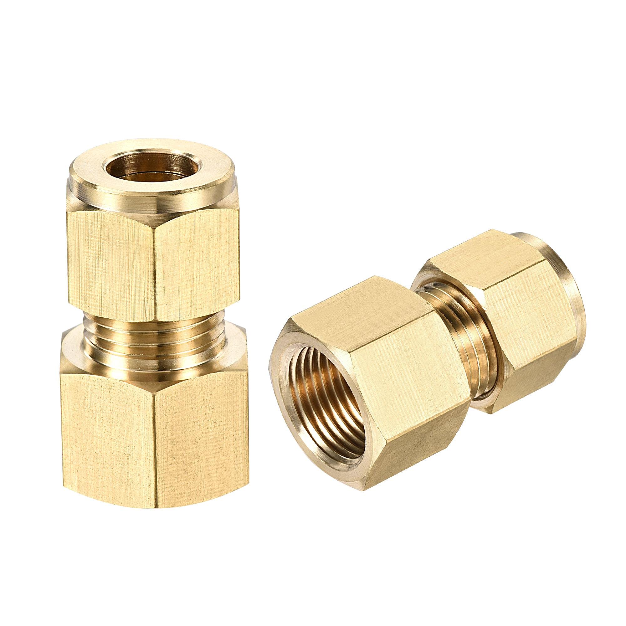 sourcing map Compression Tube Fitting G3/8 Female Thread x 10mm Tube OD Straight Coupling Adapter Brass, Pack of 2 — image 1