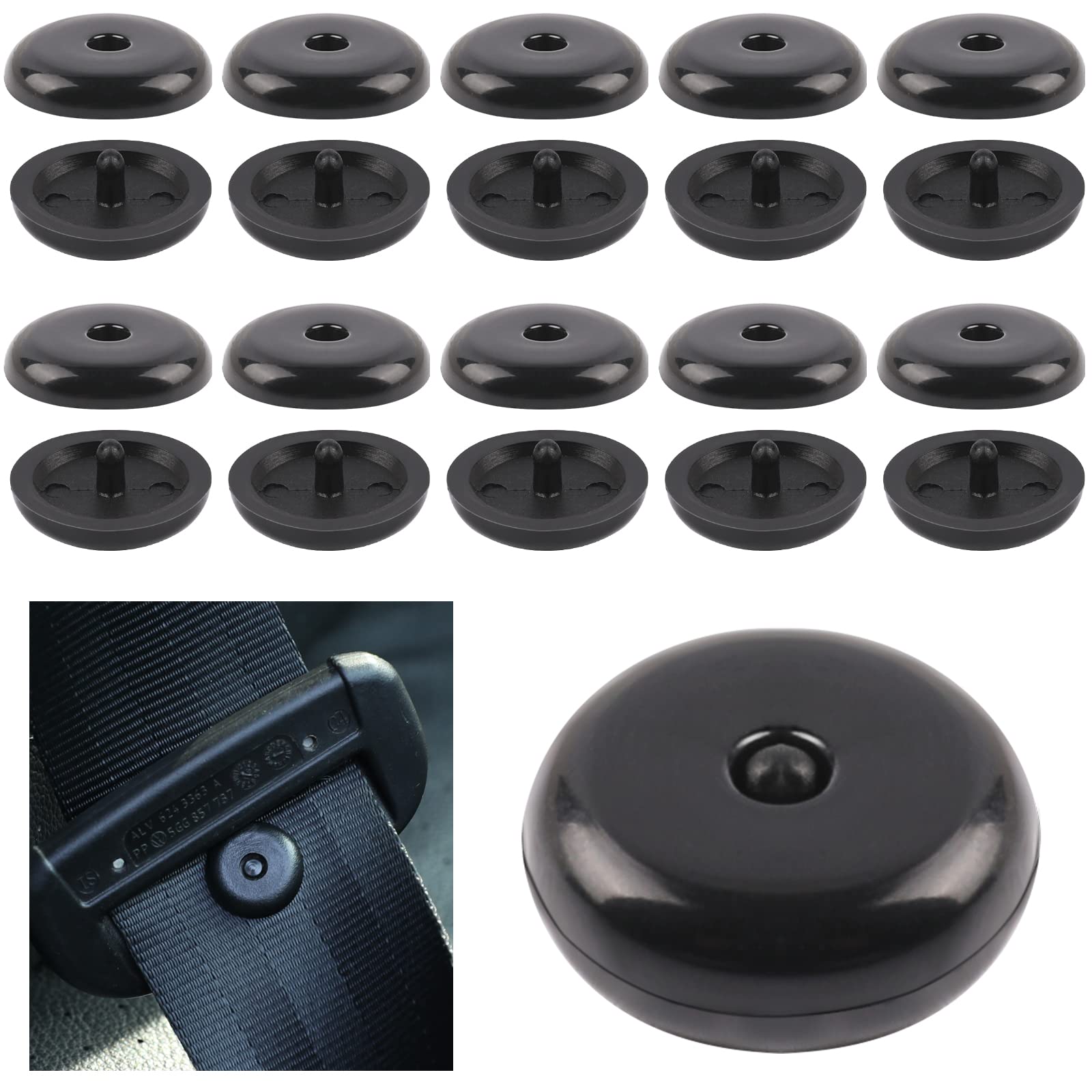 Photo 1 of 10 Sets Universal Fit Seatbelt Stopper Kit, Seat Belt Button Stop Plastic Seatbelt Buckle Stopper Button Prevent Seatbelt Clip from Sliding Down