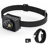 Head-Mounted Camera, LED Headlamp, 1080P HD Action Camera, Wearable Video Recording, 64GB Internal Storage, Suitable for Nighttime Outdoor Activities Such as Electricians, Cycling, and Fishing