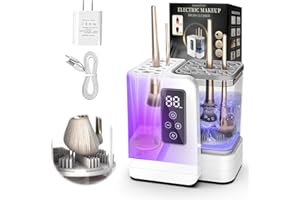 OCTHOPE 5-in-1 Electric Makeup Brush Cleaner & Dryer Machine- Portable Automatic USB Cosmetic Brushes Cleaner Tool with Deep-Clean Silicone Brush for All Size Brushes (Contour, Eyeshadow, Blush)