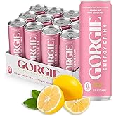 GORGIE Sugar-Free Natural Energy Drinks, Pink Lemonade (12 Pack) - Healthy Energy Drink - Natural Coffee Replacement with Green Tea Caffeine and Biotin, 150mg Caffeine, Vegan, Low Calorie