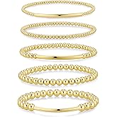 Yoosteel Gold Beaded Bracelets Set for Women Teen Girl Gifts Non Tarnish - 14K Gold Plated Dainty Round Bead Ball Pearl Cross Bracelet Stack for Women Teenage Girls Stackable Jewelry Gifts