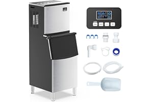 Commercial Ice Machine, Zstar 350 Lbs/24H Ice Maker Machine with 220 Lbs Ice Storage, Industrial Air Cooled Modular Ice Machine, Freestanding Stainless Steel Ice Maker for Commercial and Home Use