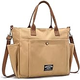 SUANNI Utility 16oz Cotton Canvas Tote Bag for Women, Casual Crossbody Handbags, Shopping Shoulder Bags with Zipper Pockets