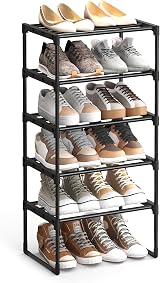 SONGMICS 5-Tier Shoe Rack Metal Storage Organiser Grey LSA005G02