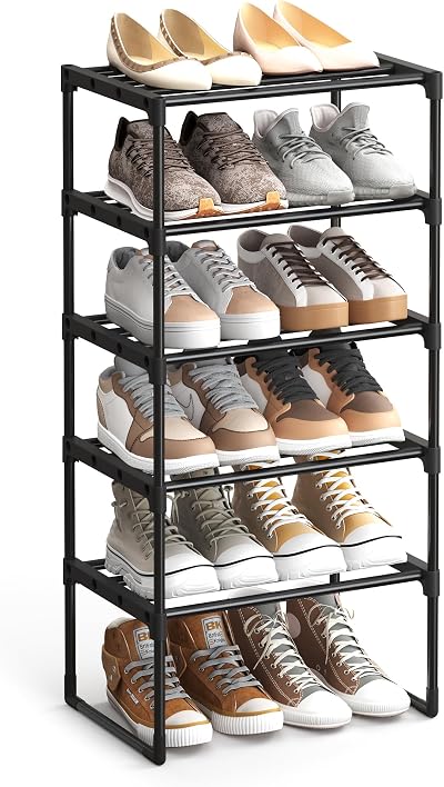SONGMICS 5-Tier Shoe Rack Metal Storage Organiser Grey LSA005G02