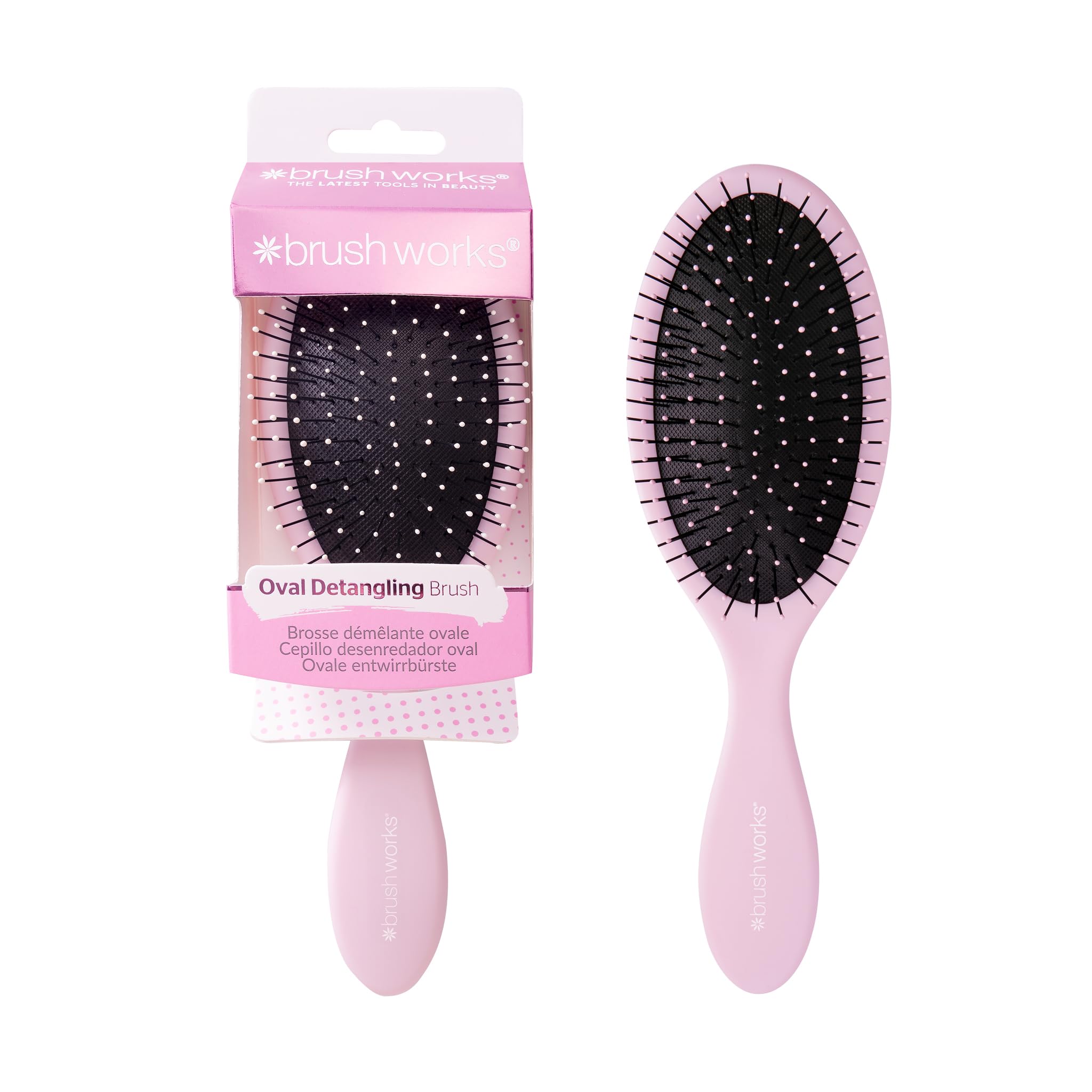 Brushworks Oval Detangling Hair Brush - Pink