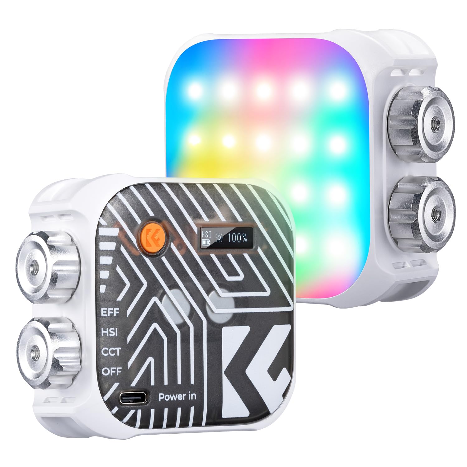 K&F CONCEPT RGB Video Light, 360° Full Color Portable Camera Light w 21 Light Effects, 2500K-9900K CRI 96+ Magnetic LED Photography Light for Vlogging Selfie Studio, White