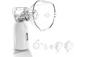 ZGJOIB Portable Nebulizer for Adults and Kids, Rechargeable Handheld Mesh Breathing Nebulizer for Home Office Use with Tubing Kit Mouthpiece Adult Child Masks