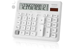 VEWINGL Desk Calculator 12 Digit, Large Computer Keys,Desktop Dual Power Battery and Solar, Calculator with Large LCD Display for Office,School, Home & Business Use,Automatic Sleep.7.6 * 6.4in