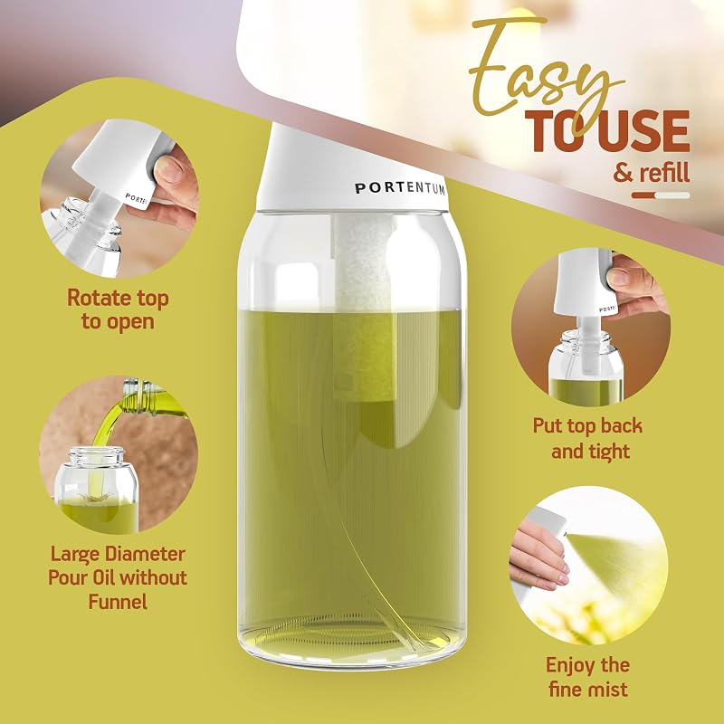 Pulverizador aceite spray de 300 ml, apto para freidora de aire y multiusos, spray aceite de cocina antigoteo, aceitera con dispensador, accesorios freidora sin aceite (Blanco)