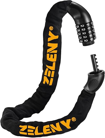 ZELENY Bike Lock with 3ft Chain 5-Digit Combination High Security