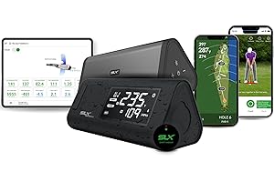SwingLogic SLX Hybrid Pro Launch Monitor - Combined with HD Magnetic Speaker - Effectively Track Your Ball Speed, Club Speed, Distance and Smash Factor - Portable Golf GPS Device via Bluetooth (Black)