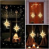 Jsdoin LED Christmas Window Light 2pc Stars with Timer Warm White Curtain Lights view 6